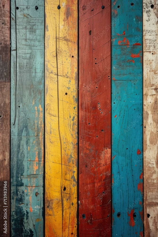 Multicolored Wooden Wall With Peeling Paint Multicolored Wooden Wall With Peeling Paint