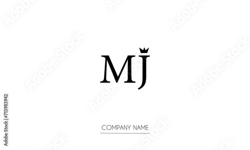 MJ or JM Minimal Logo design vector Art Illustration 