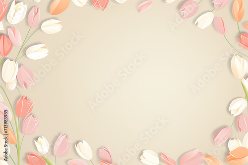 Tulip flower frame card  botanical painting. Floral frame invitation card design. © Mahnoor