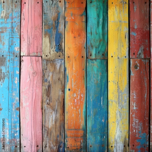 Peeling Paint on Multicolored Wooden Wall © BrandwayArt