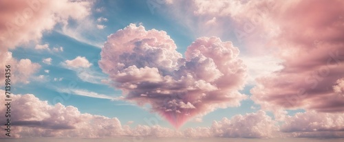 Beautifully colourful Valentine's Day heart in the clouds as an abstract background, with pastel colours and a love theme photo