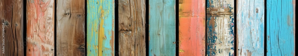 Close Up of Multicolored Wooden Fence Boards