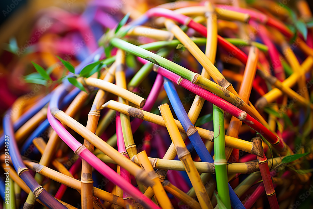 multicolor the concept of strength and flexibility through bamboo, as