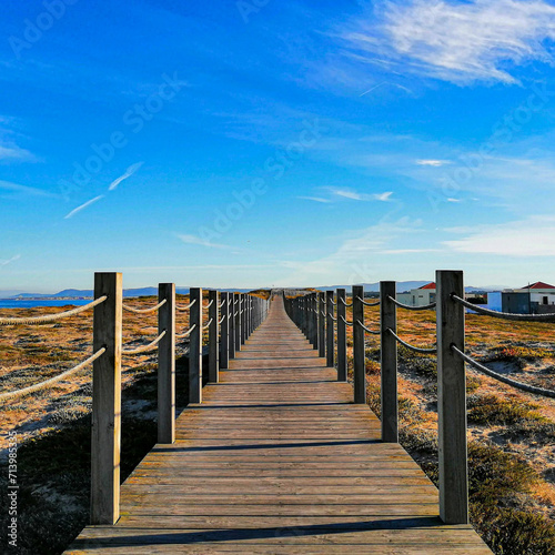 Camino. Wooden bridge. Path. Portugal