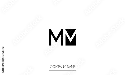 MM Minimal Logo Design Vector Art Illustration 