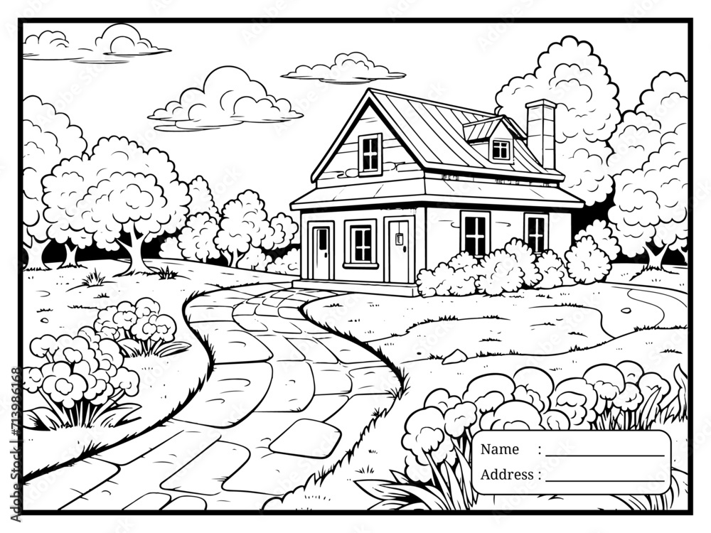 coloring page landscape for kids