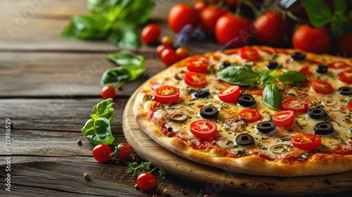 Pizza on Wooden Cutting Board