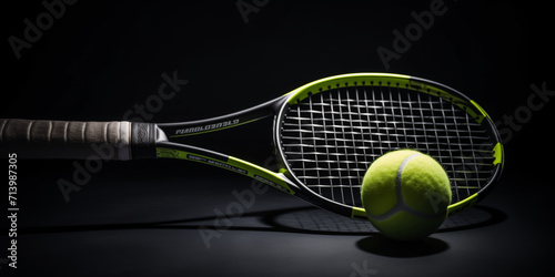 Tennis Match Preparations, A tennis racket and a tennis ball 