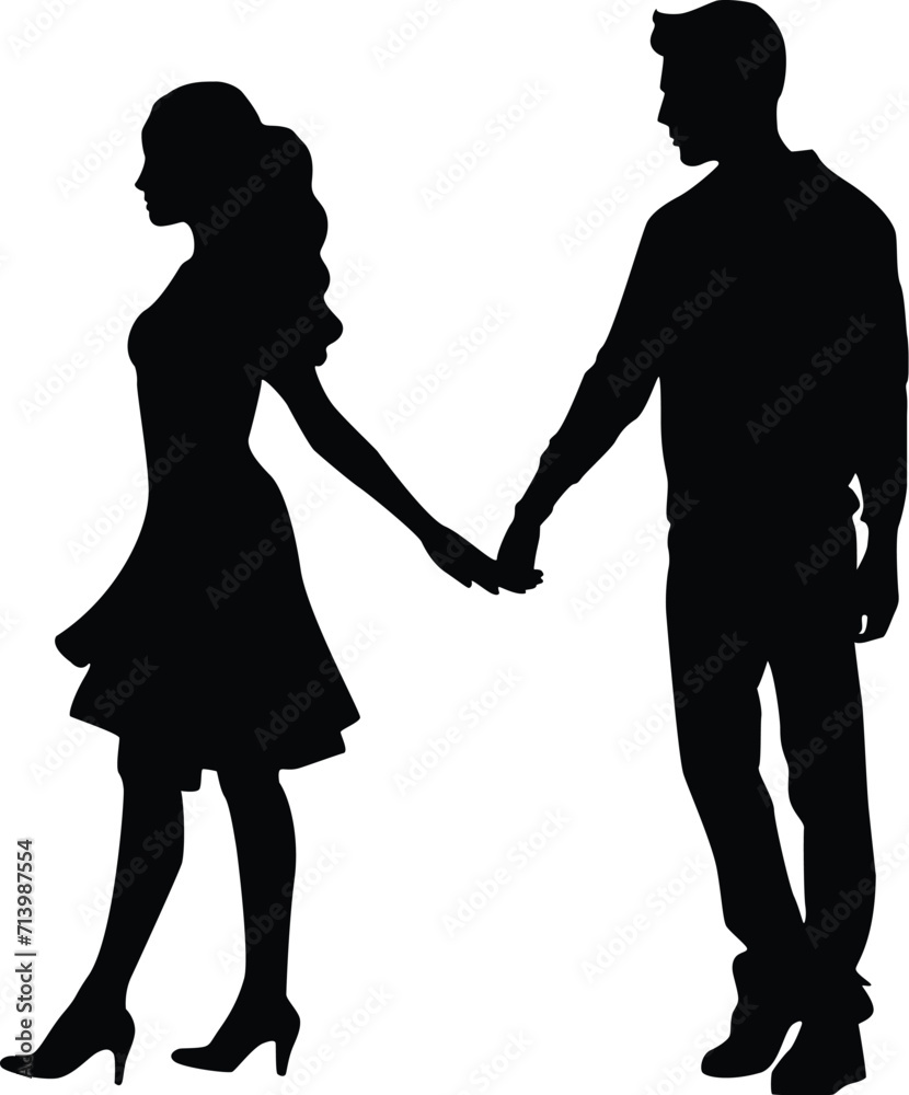 Silhouette of an unhappy couple turned away from each other vector for misunderstanding divorce suspicion concept