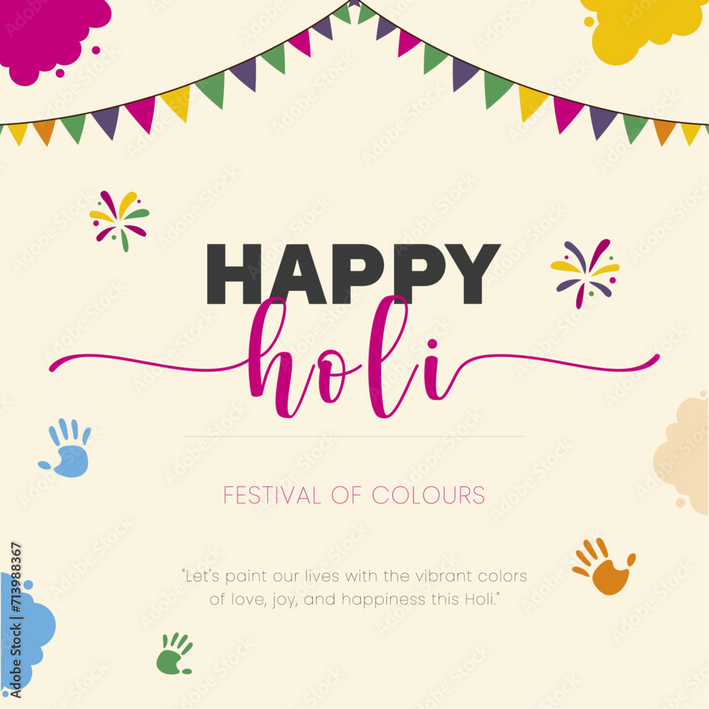 Happy holi festival. colorful pot and powder. vector illustration design. 
