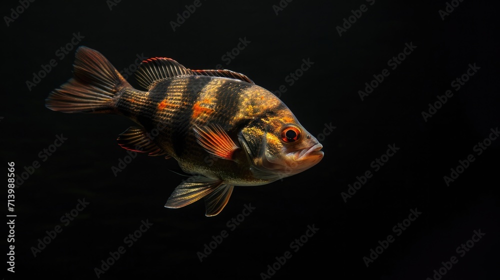 Fototapeta premium Perch in the solid black background