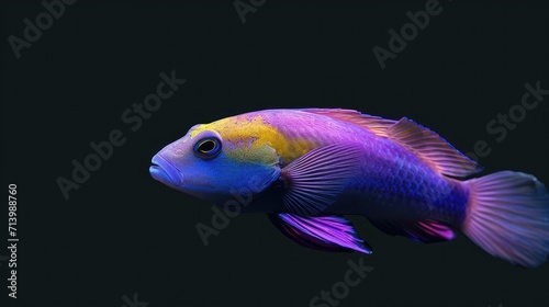 Royal Dottyback in the solid black background