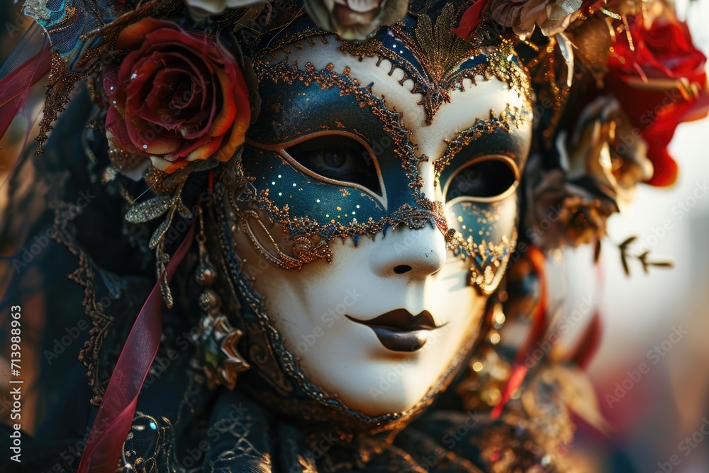 Traditional Venetian carnival mask in Venice,