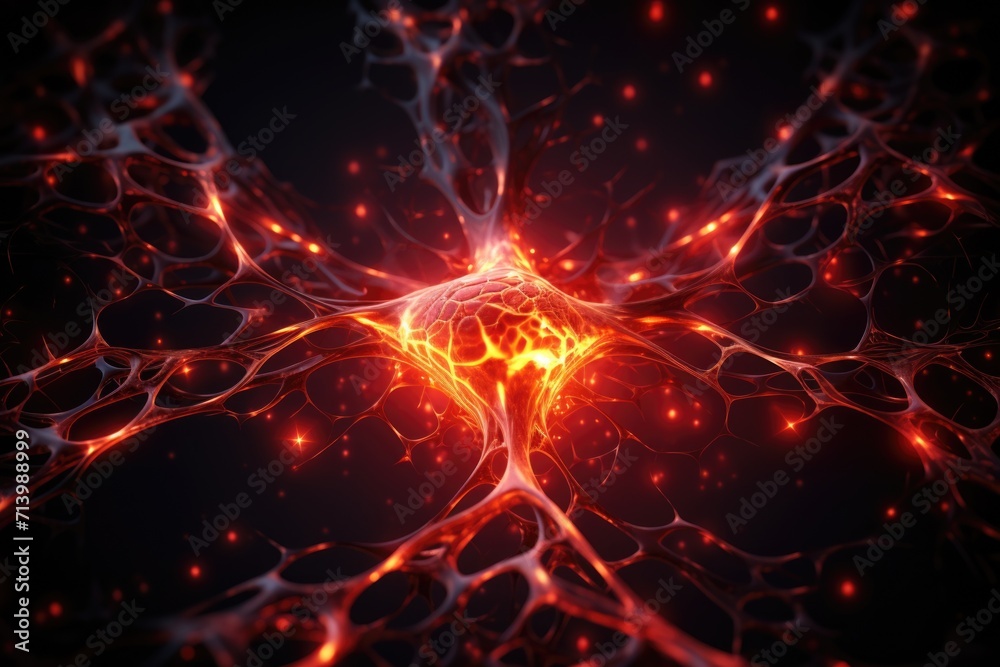 Illustration of neuron cell with neurons and nervous system. Abstract background Illustration of neuron cell with neurons and nervous system. Abstract background