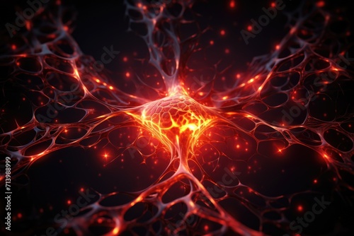 Illustration of neuron cell with neurons and nervous system. Abstract background