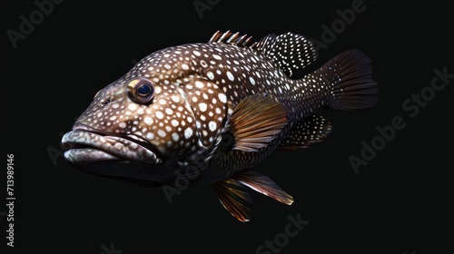 Dotted Grouper in the solid black background