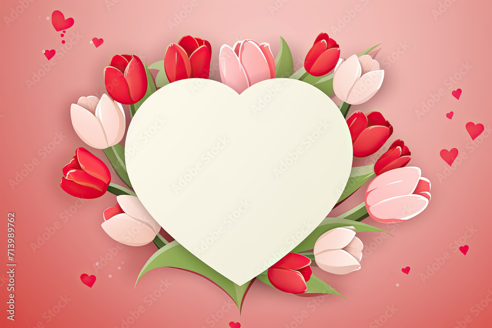 illustrations of a heart frame with tulips around the frame greeting cards for special occasions