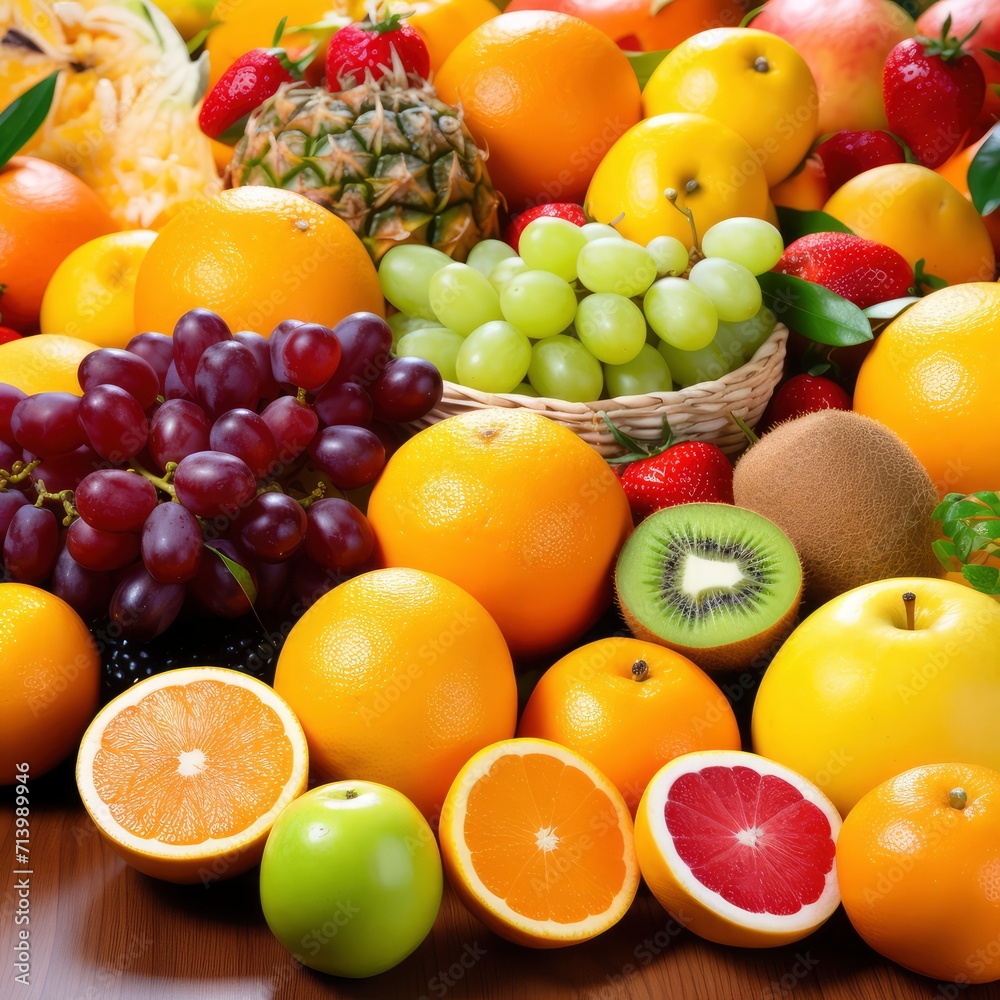 Assorted Fresh Fruit Displayed on a Table Assorted Fresh Fruit Displayed on a Table