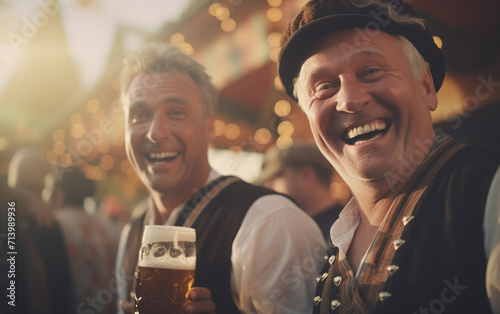 person with beer at the Oktoberfest photo