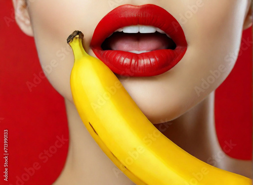 woman with banana HD 8K wallpaper Stock Photographic Image