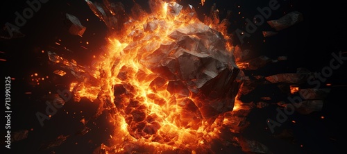 fireball rock explosion, blast, smoke 27