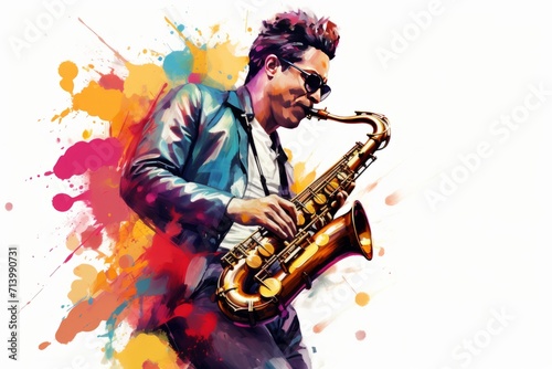 illustration of a musician playing the saxophone photo
