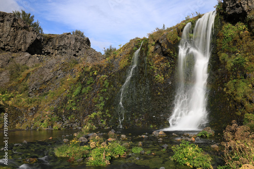 longe exposure image of an icelandic waterfall