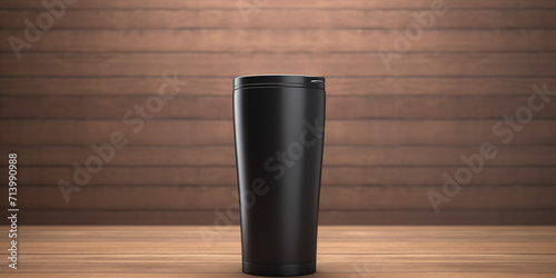 Coffee Travel Mug, Travel Coffee Mug Mockup Black with Lid
