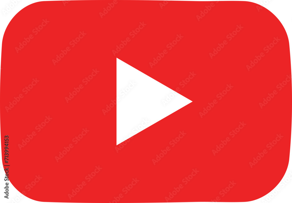 Red YouTube logo on a transparent background. Realistic social media