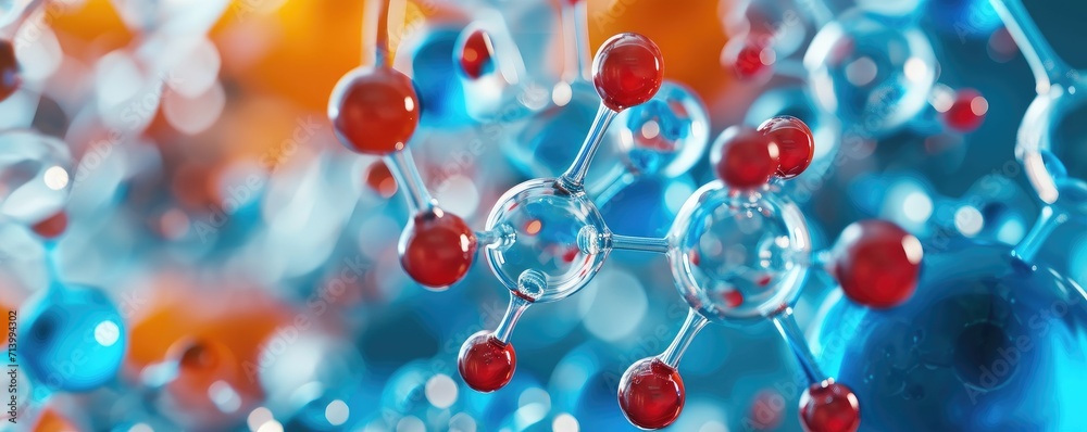 Diagram of a molecular model with background of atomic and molecular science