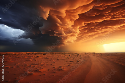 Perfect storm over the desert - dramatic photo realist illustration