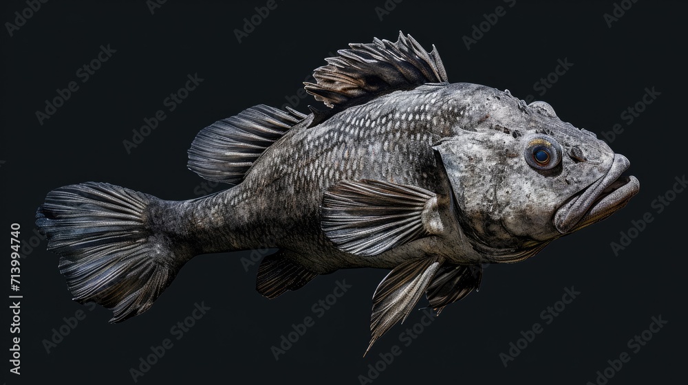 Fototapeta premium Wolffish in the solid black background