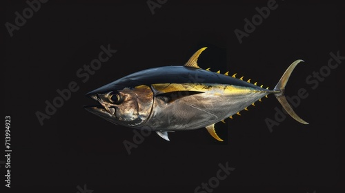 Longtail Tuna in the solid black background