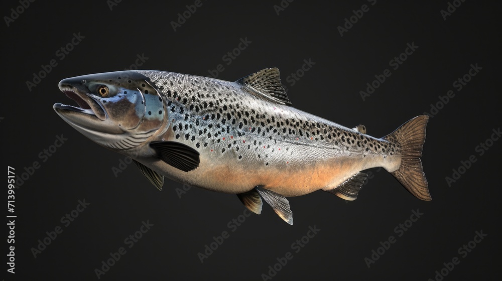 Atlantic Salmon in the solid black background Atlantic Salmon in the solid black background