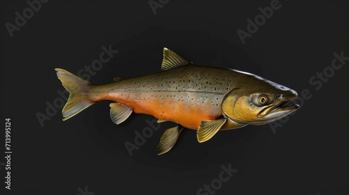 Arctic Char in the solid black background