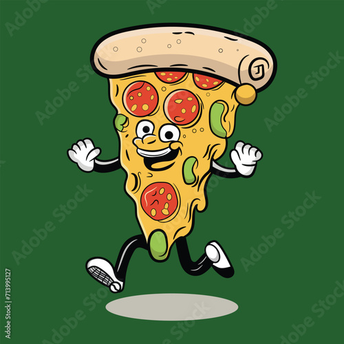 vector hand-drawn food pizza cartoon illustration