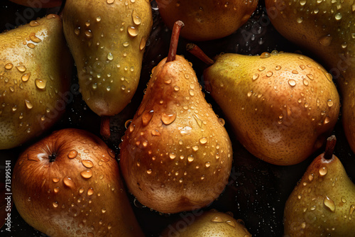 Pear with droplets of water