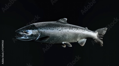 Atlantic Salmon in the solid black background