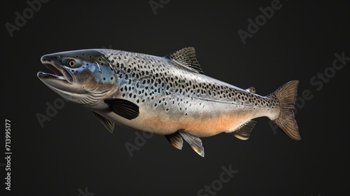 Atlantic Salmon in the solid black background