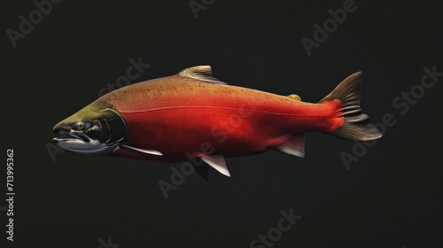 Coho Salmon in the solid black background photo