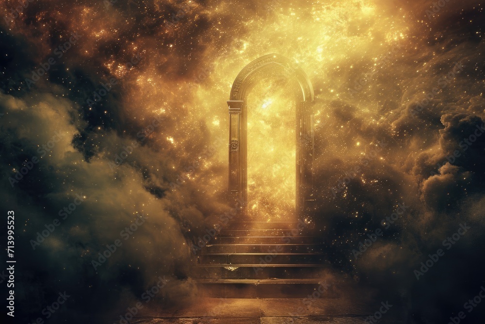 Divine Doorway: Pathway to Celestial Paradise - obrazy, fototapety, plakaty 