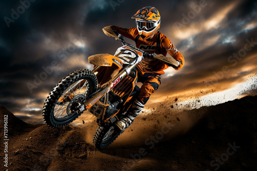motocross rider on a motorcycle photo