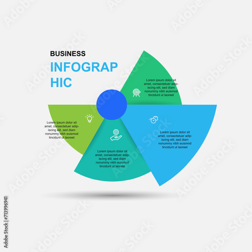 Circular diagram template infographic vector element with 4 step process or option suitable for web presentation and business information