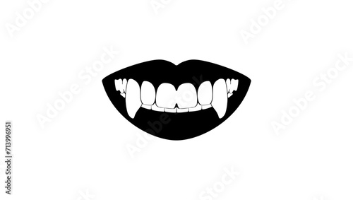 Vampire teeth, black isolated silhouette