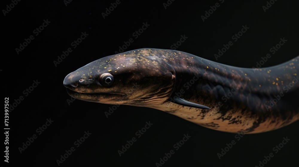 Fototapeta premium Japanese Eel in the solid black background