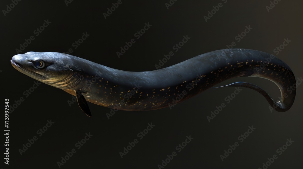 Obraz premium Japanese Eel in the solid black background