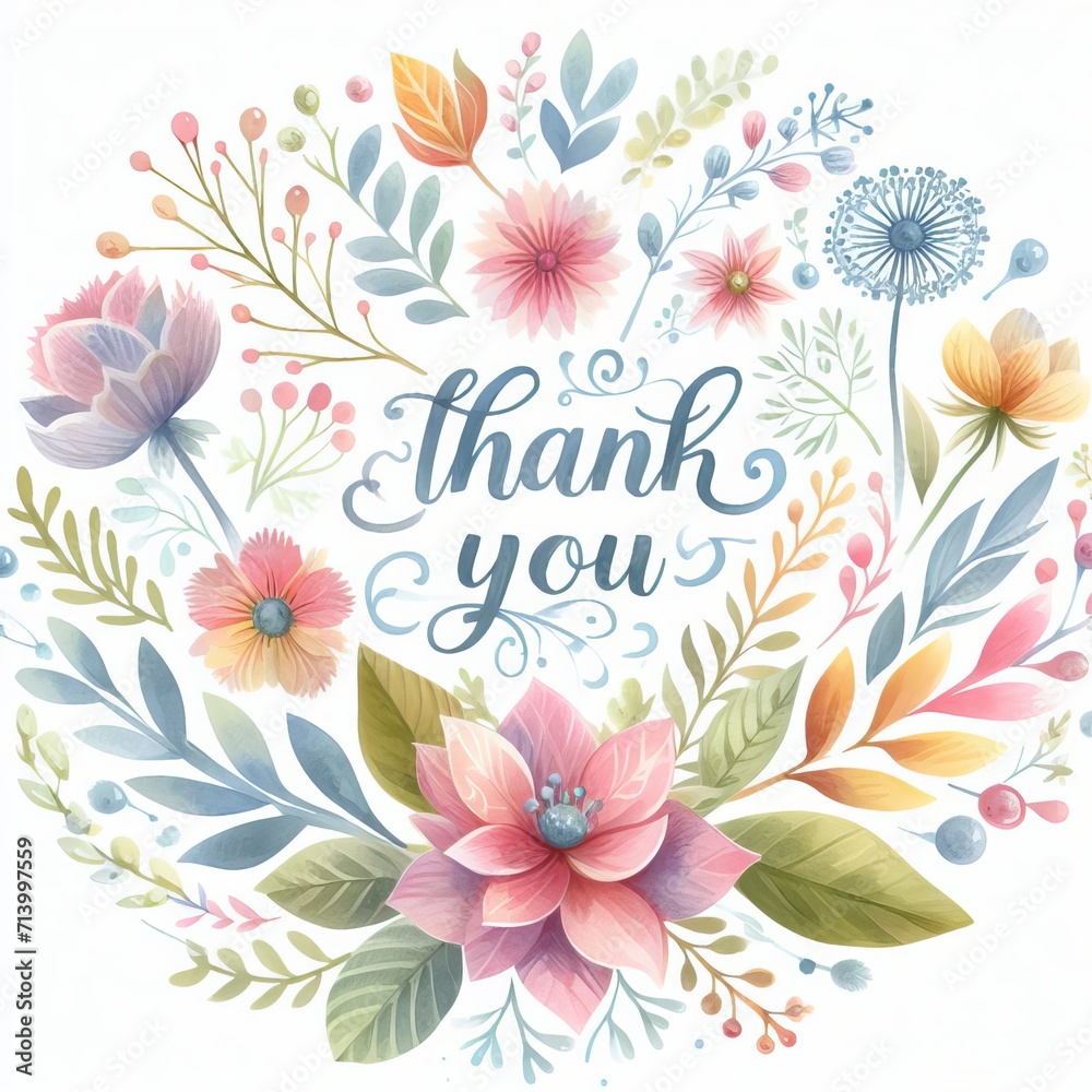A invitation thank you floral frame background, Generative Ai A invitation thank you floral frame background, Generative Ai