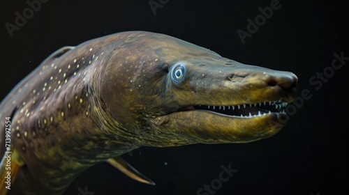 Longfin Eel in the solid black background