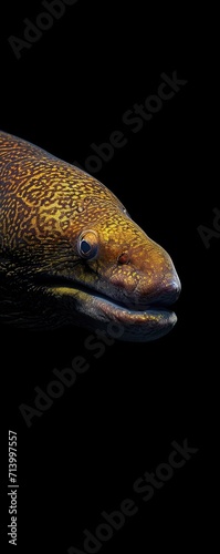 Moray Eel in the solid black background