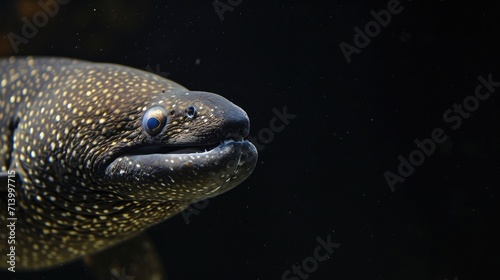 Moray Eel in the solid black background